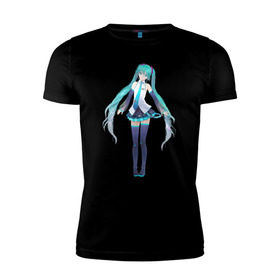 Мужская футболка премиум с принтом Hatsune Miku в Ухте, 92% хлопок, 8% лайкра | приталенный силуэт, круглый вырез ворота, длина до линии бедра, короткий рукав | Тематика изображения на принте: anime | hatsune | miku | аниме | мику | хатсуне