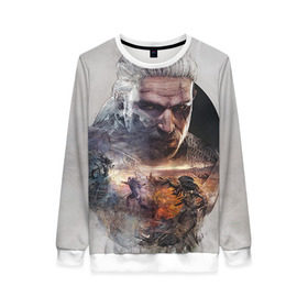 Женский свитшот 3D с принтом Ведьмак в Ухте, 100% полиэстер с мягким внутренним слоем | круглый вырез горловины, мягкая резинка на манжетах и поясе, свободная посадка по фигуре | ведьмак