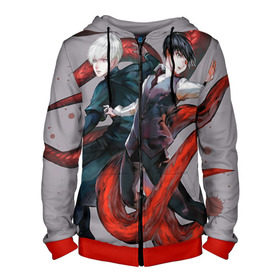 Мужская толстовка 3D на молнии с принтом Гуль в Ухте, 100% полиэстер | длина до линии бедра, манжеты и пояс оформлены мягкой тканевой резинкой, двухслойный капюшон со шнурком для регулировки, спереди молния, по бокам два кармана | anime | ghoul | tokyo | tokyo ghoul | гуль | канэки