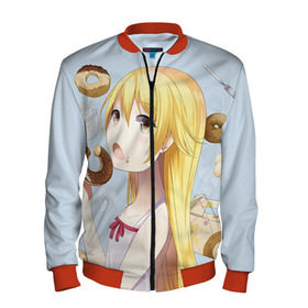 Мужской бомбер 3D с принтом Шинобу в Ухте, 100% полиэстер | застегивается на молнию, по бокам два кармана без застежек, по низу бомбера и на воротнике - эластичная резинка | oshino | shinobu | ошино | синобу | шинобу