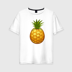 Женская футболка хлопок Oversize с принтом Ананасик в Ухте, 100% хлопок | свободный крой, круглый ворот, спущенный рукав, длина до линии бедер
 | ананас