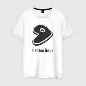 Мужская футболка хлопок с принтом Gentoo linux в Ухте, 100% хлопок | прямой крой, круглый вырез горловины, длина до линии бедер, слегка спущенное плечо. | Тематика изображения на принте: gentoo | gentoo linuxпрограммист | linux | unix | админ