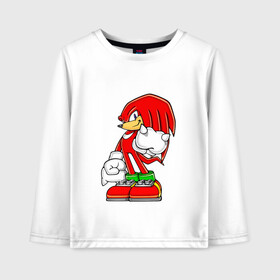 Детский лонгслив хлопок с принтом Knuckles в Ухте, 100% хлопок | круглый вырез горловины, полуприлегающий силуэт, длина до линии бедер | knukles | sonic | ехидна | наклз | соник