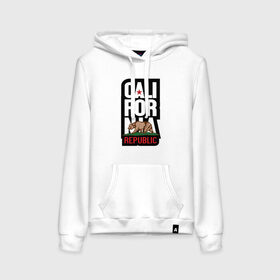 Женская толстовка хлопок с принтом CALIFORNIA REPUBLIC в Ухте, френч-терри, мягкий теплый начес внутри (100% хлопок) | карман-кенгуру, эластичные манжеты и нижняя кромка, капюшон с подкладом и шнурком | california | usa | калифорния | мода | повседневный | сша