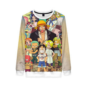 Женский свитшот 3D с принтом One Piece в Ухте, 100% полиэстер с мягким внутренним слоем | круглый вырез горловины, мягкая резинка на манжетах и поясе, свободная посадка по фигуре | anime | one piece | аниме | ван пис