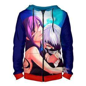 Мужская толстовка 3D на молнии с принтом Токийский Гуль в Ухте, 100% полиэстер | длина до линии бедра, манжеты и пояс оформлены мягкой тканевой резинкой, двухслойный капюшон со шнурком для регулировки, спереди молния, по бокам два кармана | anime | ghoul | tokyo | tokyo ghoul | гуль