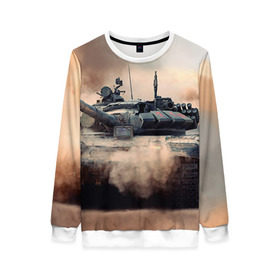 Женский свитшот 3D с принтом Танк в Ухте, 100% полиэстер с мягким внутренним слоем | круглый вырез горловины, мягкая резинка на манжетах и поясе, свободная посадка по фигуре | армия | войска | сила | танк | танки | танкист | танковые войска
