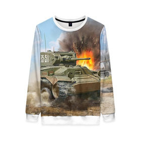 Женский свитшот 3D с принтом Танк в Ухте, 100% полиэстер с мягким внутренним слоем | круглый вырез горловины, мягкая резинка на манжетах и поясе, свободная посадка по фигуре | армия | войска | сила | танк | танки | танкист | танковые войска