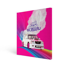 Холст квадратный с принтом Subaru в Ухте, 100% ПВХ |  | drag | eat | ej20 | forester | jdm | rainbow | sf5 | sleep | subaru | субару | супердрифтбитва | форестер
