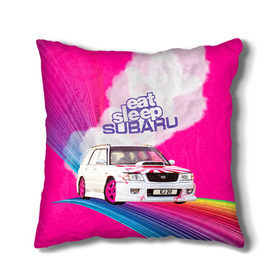 Подушка 3D с принтом Subaru в Ухте, наволочка – 100% полиэстер, наполнитель – холлофайбер (легкий наполнитель, не вызывает аллергию). | состоит из подушки и наволочки. Наволочка на молнии, легко снимается для стирки | drag | eat | ej20 | forester | jdm | rainbow | sf5 | sleep | subaru | субару | супердрифтбитва | форестер