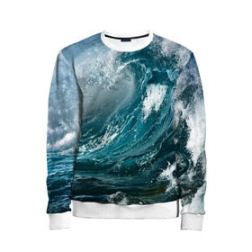 Детский свитшот 3D с принтом Волна в Ухте, 100% полиэстер | свободная посадка, прямой крой, мягкая тканевая резинка на рукавах и понизу свитшота | вода | волны | море | пейзаж