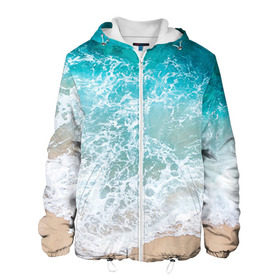 Мужская куртка 3D с принтом Берег в Ухте, ткань верха — 100% полиэстер, подклад — флис | прямой крой, подол и капюшон оформлены резинкой с фиксаторами, два кармана без застежек по бокам, один большой потайной карман на груди. Карман на груди застегивается на липучку | берег | вода | волны | море | пляж | прилив