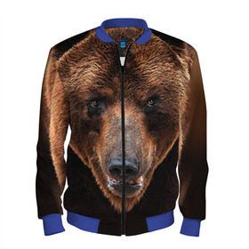 Мужской бомбер 3D с принтом Медведь в Ухте, 100% полиэстер | застегивается на молнию, по бокам два кармана без застежек, по низу бомбера и на воротнике - эластичная резинка | бурый | гризли | животные | медведь | мишка