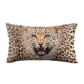 Подушка 3D антистресс с принтом Леопард в Ухте, наволочка — 100% полиэстер, наполнитель — вспененный полистирол | состоит из подушки и наволочки на молнии | животные | зубы | киса | киска | кошка | леопард | оскал