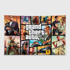 Флаг-баннер с принтом GTA в Ухте, 100% полиэстер | размер 67 х 109 см, плотность ткани — 95 г/м2; по краям флага есть четыре люверса для крепления | auto | five | grand | gta | theft | гта