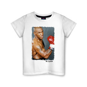 Детская футболка хлопок с принтом Майк Тайсон (Mike Tyson) в Ухте, 100% хлопок | круглый вырез горловины, полуприлегающий силуэт, длина до линии бедер | майк тайсон