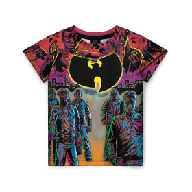 Детская футболка 3D с принтом Wu tang clan в Ухте, 100% гипоаллергенный полиэфир | прямой крой, круглый вырез горловины, длина до линии бедер, чуть спущенное плечо, ткань немного тянется | хип хоп