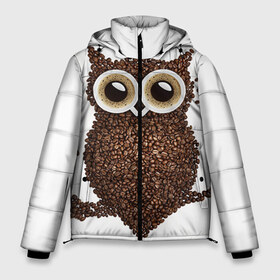 Мужская зимняя куртка 3D с принтом Сова из кофе в Ухте, верх — 100% полиэстер; подкладка — 100% полиэстер; утеплитель — 100% полиэстер | длина ниже бедра, свободный силуэт Оверсайз. Есть воротник-стойка, отстегивающийся капюшон и ветрозащитная планка. 

Боковые карманы с листочкой на кнопках и внутренний карман на молнии. | 