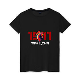 Женская футболка хлопок с принтом Конь 1911 в Ухте, 100% хлопок | прямой крой, круглый вырез горловины, длина до линии бедер, слегка спущенное плечо | Тематика изображения на принте: цска