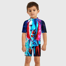 Детский купальный костюм 3D с принтом Клоун в Ухте, Полиэстер 85%, Спандекс 15% | застежка на молнии на спине | halloween | злодей | злой | клоун | монстр | хэлоуин