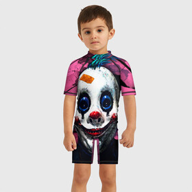 Детский купальный костюм 3D с принтом Клоун в Ухте, Полиэстер 85%, Спандекс 15% | застежка на молнии на спине | halloween | злодей | злой | клоун | монстр | хэлоуин