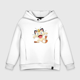 Детское худи Oversize хлопок с принтом Pokemon в Ухте, френч-терри — 70% хлопок, 30% полиэстер. Мягкий теплый начес внутри —100% хлопок | боковые карманы, эластичные манжеты и нижняя кромка, капюшон на магнитной кнопке | kat | pokemon | анимэ | кот | мяут | покемон