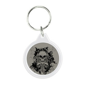 Брелок круглый с принтом Skulls в Ухте, пластик и полированная сталь | круглая форма, металлическое крепление в виде кольца | skull | skulls | череп | черепа