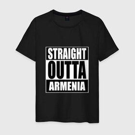 Мужская футболка хлопок с принтом Прямиком из Армении в Ухте, 100% хлопок | прямой крой, круглый вырез горловины, длина до линии бедер, слегка спущенное плечо. | a | armenia | out | outta | straight | армения | армянин