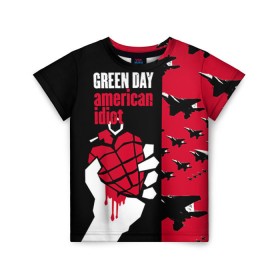Детская футболка 3D с принтом Green Day в Ухте, 100% гипоаллергенный полиэфир | прямой крой, круглый вырез горловины, длина до линии бедер, чуть спущенное плечо, ткань немного тянется | green day | rock | грин дей | рок