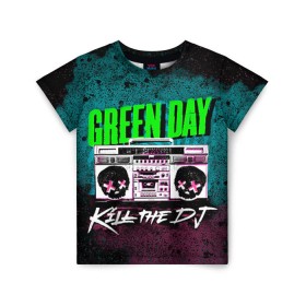 Детская футболка 3D с принтом Green Day в Ухте, 100% гипоаллергенный полиэфир | прямой крой, круглый вырез горловины, длина до линии бедер, чуть спущенное плечо, ткань немного тянется | green day | rock | грин дей | рок