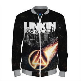 Мужской бомбер 3D с принтом Linkin Park в Ухте, 100% полиэстер | застегивается на молнию, по бокам два кармана без застежек, по низу бомбера и на воротнике - эластичная резинка | linkin park | rock | линкин парк | рок