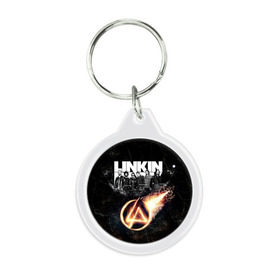 Брелок круглый с принтом Linkin Park в Ухте, пластик и полированная сталь | круглая форма, металлическое крепление в виде кольца | linkin park | rock | линкин парк | рок