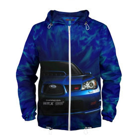 Мужская ветровка 3D с принтом Subaru в Ухте, 100% полиэстер | подол и капюшон оформлены резинкой с фиксаторами, два кармана без застежек по бокам, один потайной карман на груди | impreza | jdm | sti | subaru | wrx