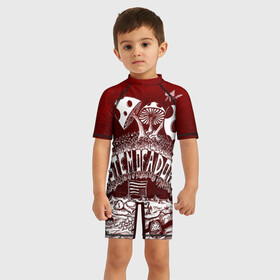 Детский купальный костюм 3D с принтом System of a Down в Ухте, Полиэстер 85%, Спандекс 15% | застежка на молнии на спине | hard rock | metal | rock | serj | system of a down | tankian | метал | рок | систем | танкян | хардрок