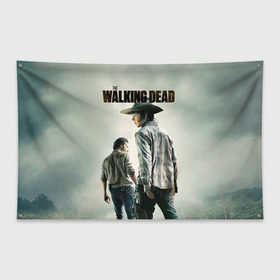 Флаг-баннер с принтом The Walking Dead в Ухте, 100% полиэстер | размер 67 х 109 см, плотность ткани — 95 г/м2; по краям флага есть четыре люверса для крепления | зомби