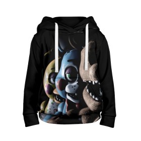Детская толстовка 3D с принтом Five Nights At Freddy`s в Ухте, 100% полиэстер | двухслойный капюшон со шнурком для регулировки, мягкие манжеты на рукавах и по низу толстовки, спереди карман-кенгуру с мягким внутренним слоем | Тематика изображения на принте: five nights at freddys | fnaf | freddy | игры | медведь | мишка | фнаф | фредди