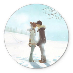 Коврик круглый с принтом Bokura ga ita в Ухте, резина и полиэстер | круглая форма, изображение наносится на всю лицевую часть | бокура га ита | зима | любовь | манга | поцелуй | это были мы