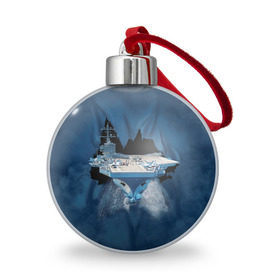 Ёлочный шар с принтом Авианосец в Ухте, Пластик | Диаметр: 77 мм | mountain | авианосец | адмирал | корабль | кузнецов | маунтин