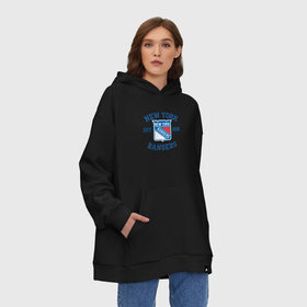 Худи SuperOversize хлопок с принтом New York Rengers в Ухте, 70% хлопок, 30% полиэстер, мягкий начес внутри | карман-кенгуру, эластичная резинка на манжетах и по нижней кромке, двухслойный капюшон
 | new york | new york rengers | rengers | спорт | хоккей