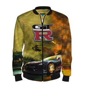 Мужской бомбер 3D с принтом Nissan GTR в Ухте, 100% полиэстер | застегивается на молнию, по бокам два кармана без застежек, по низу бомбера и на воротнике - эластичная резинка | gtr | nismo | nissan | nissan gtr | гтр | низмо | ниссан