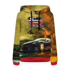 Женская толстовка 3D с принтом Nissan GTR в Ухте, 100% полиэстер  | двухслойный капюшон со шнурком для регулировки, мягкие манжеты на рукавах и по низу толстовки, спереди карман-кенгуру с мягким внутренним слоем. | gtr | nismo | nissan | nissan gtr | гтр | низмо | ниссан