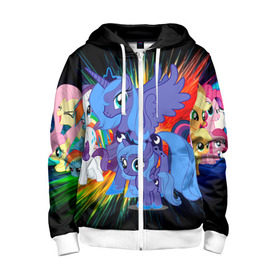 Детская толстовка 3D на молнии с принтом My Little Pony в Ухте, 100% полиэстер |  манжеты и пояс оформлены широкой мягкой резинкой, двухслойный капюшон со шнурком для регулировки, спереди карманы и застежка-молния
 | friendship is magic | mlp | my little pony | pinky pie | pony | swag | дружба | литл пони | мой маленький пони | пони | поняши | поняшки | сваг | свэг | чудо