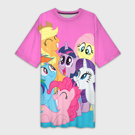 Платье-футболка 3D с принтом My Little Pony в Ухте,  |  | friendship is magic | mlp | my little pony | pinky pie | pony | swag | дружба | литл пони | мой маленький пони | мультик | мультики | мультфильм | мультфильмы | пони | поняши | поняшки | сваг | свэг | чудо