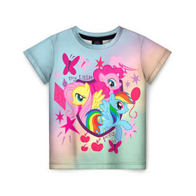 Детская футболка 3D с принтом My Little Pony в Ухте, 100% гипоаллергенный полиэфир | прямой крой, круглый вырез горловины, длина до линии бедер, чуть спущенное плечо, ткань немного тянется | friendship is magic | mlp | my little pony | pinky pie | pony | swag | дружба | литл пони | мой маленький пони | пони | поняши | поняшки | сваг | свэг | чудо