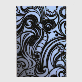 Постер с принтом Art в Ухте, 100% бумага
 | бумага, плотность 150 мг. Матовая, но за счет высокого коэффициента гладкости имеет небольшой блеск и дает на свету блики, но в отличии от глянцевой бумаги не покрыта лаком | Тематика изображения на принте: орнамент | растительный | черный