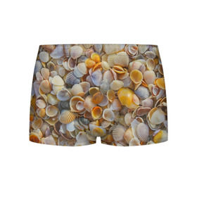 Мужские трусы 3D с принтом Ракушка в Ухте, 50% хлопок, 50% полиэстер | классическая посадка, на поясе мягкая тканевая резинка | море