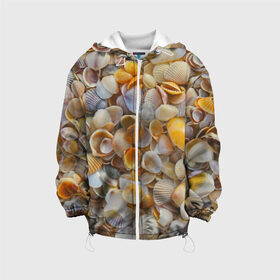 Детская куртка 3D Ракушка: в Ухте, 100% полиэстер | застежка — молния, подол и капюшон оформлены резинкой с фиксаторами, по бокам — два кармана без застежек, один потайной карман на груди, плотность верхнего слоя — 90 г/м2; плотность флисового подклада — 260 г/м2 | море