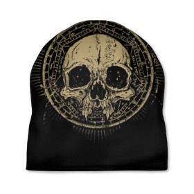 Шапка 3D с принтом Череп в Ухте, 100% полиэстер | универсальный размер, печать по всей поверхности изделия | Тематика изображения на принте: знаки | круг | мрак | сатана | сатанисты | ужас | череп