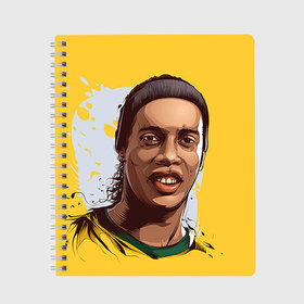 Тетрадь с принтом Ronaldinho в Ухте, 100% бумага | 48 листов, плотность листов — 60 г/м2, плотность картонной обложки — 250 г/м2. Листы скреплены сбоку удобной пружинной спиралью. Уголки страниц и обложки скругленные. Цвет линий — светло-серый
 | football | ronaldinho | роналдиньо | футбол | футболист