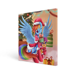 Холст квадратный с принтом My Little Pony в Ухте, 100% ПВХ |  | friendship is magic | mlp | my little pony | new year | pinky pie | swag | дружба   это чудо | мой маленький пони | новый год | пони | поняши | поняшки | с новым годом | сваг | свэг